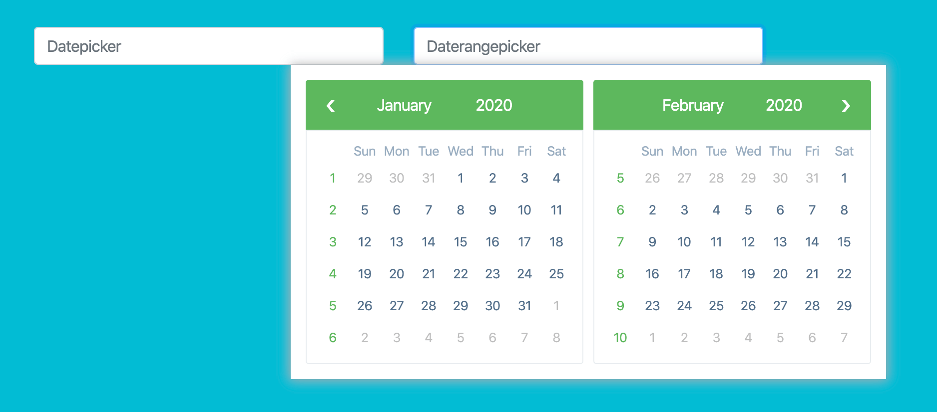 Angular 9/8 Date Range Picker in Calendar