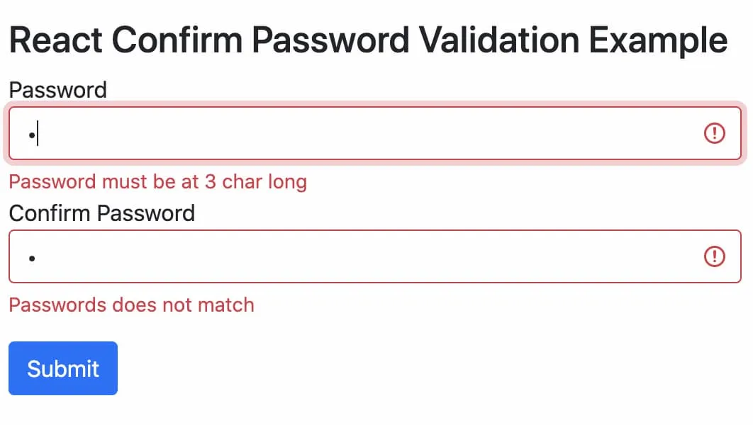 How to Add Confirm Password Validation in React with Hook Form